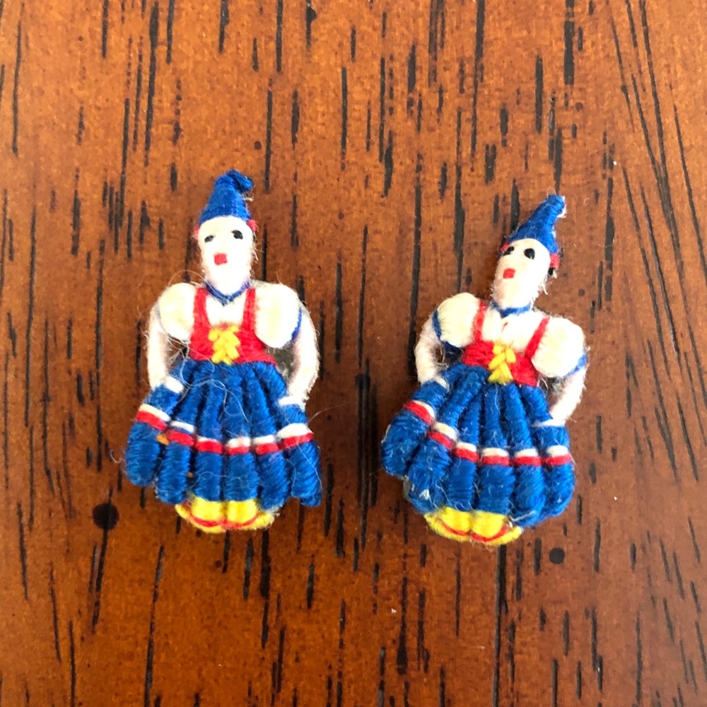 Vintage Handmade Dancing Lady Doll Earrings